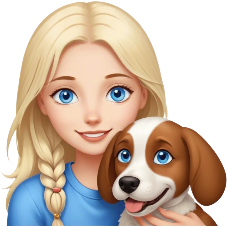 girl bleus eyes smiling with dog emoji