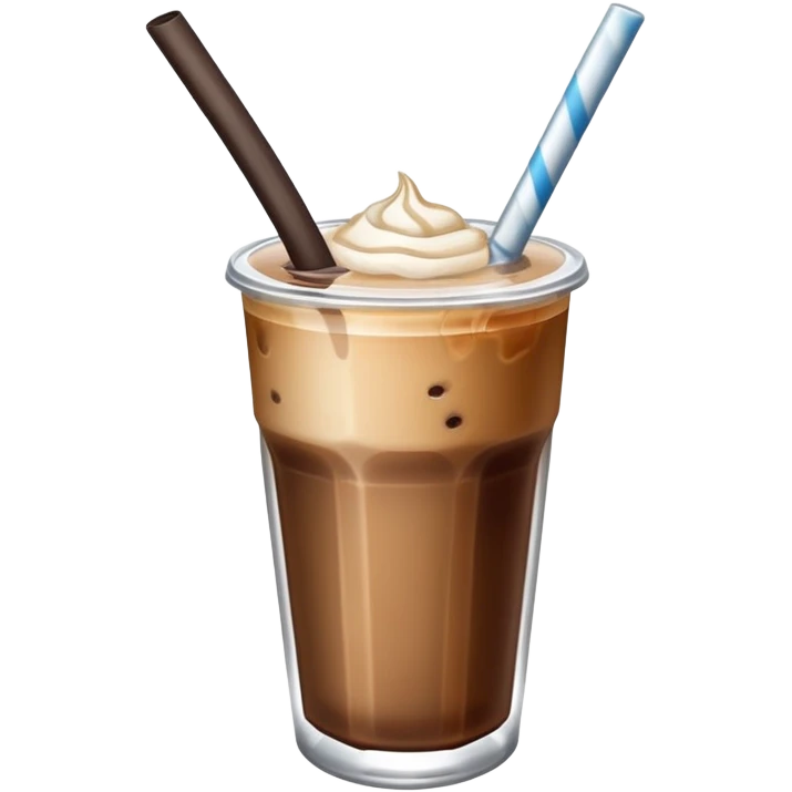Iced coffee with a hockey stick as a straw  emoji