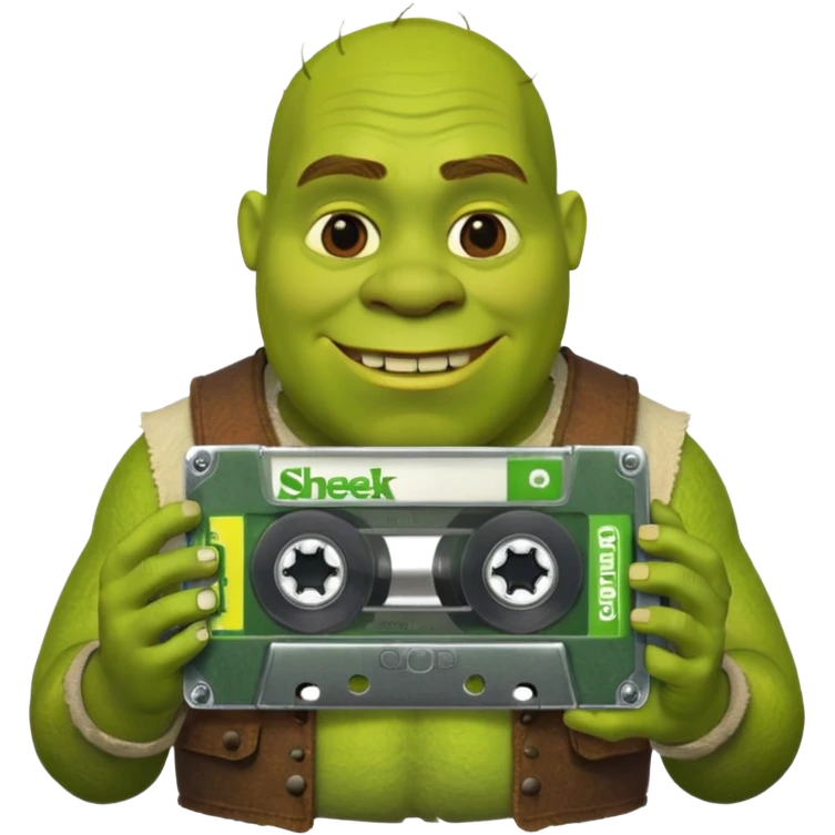 Shrek holding a cassette tape  emoji