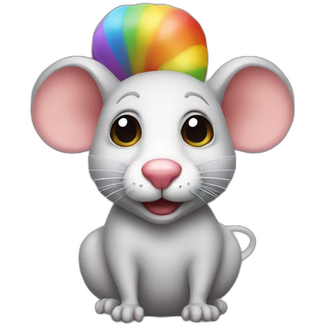 rat with clown nose and rainbow wig emoji
