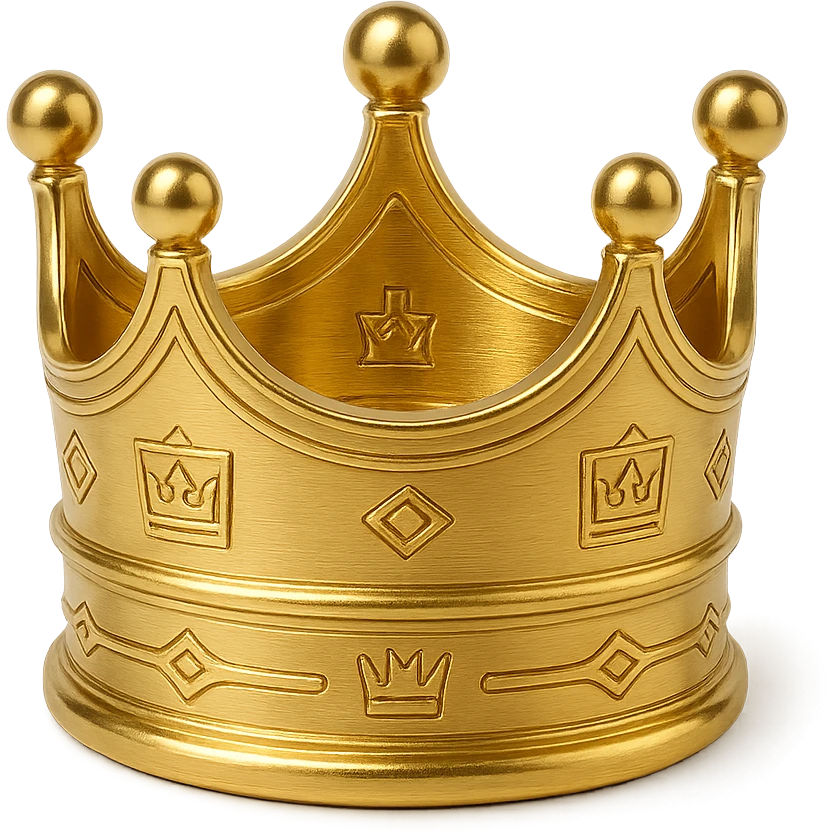 a gold crown, shiny and ornate emoji