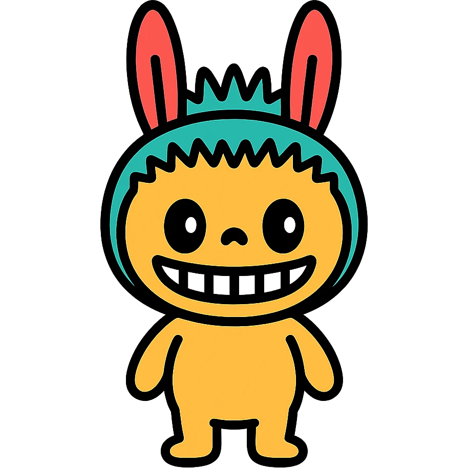 Labubu doll icon, playful, rounded lines, minimal details emoji