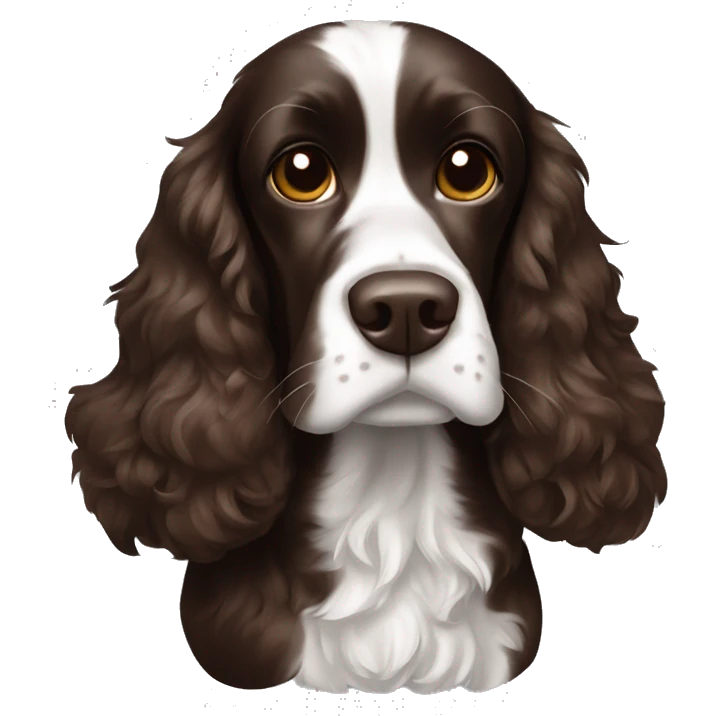 Dark brown cocker spaniel with white face emoji