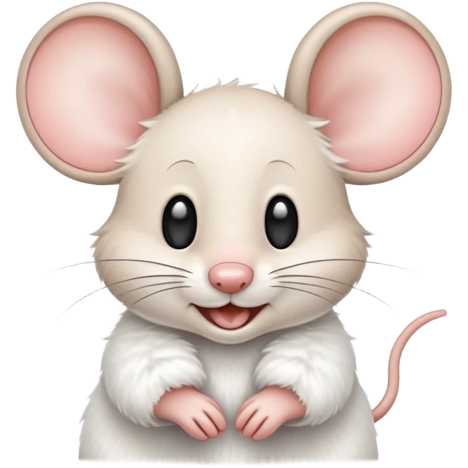 cartoon mouse with big round ears and a happy face emoji