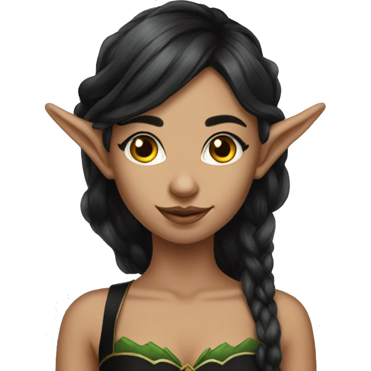 female elf fantasy black dress emoji