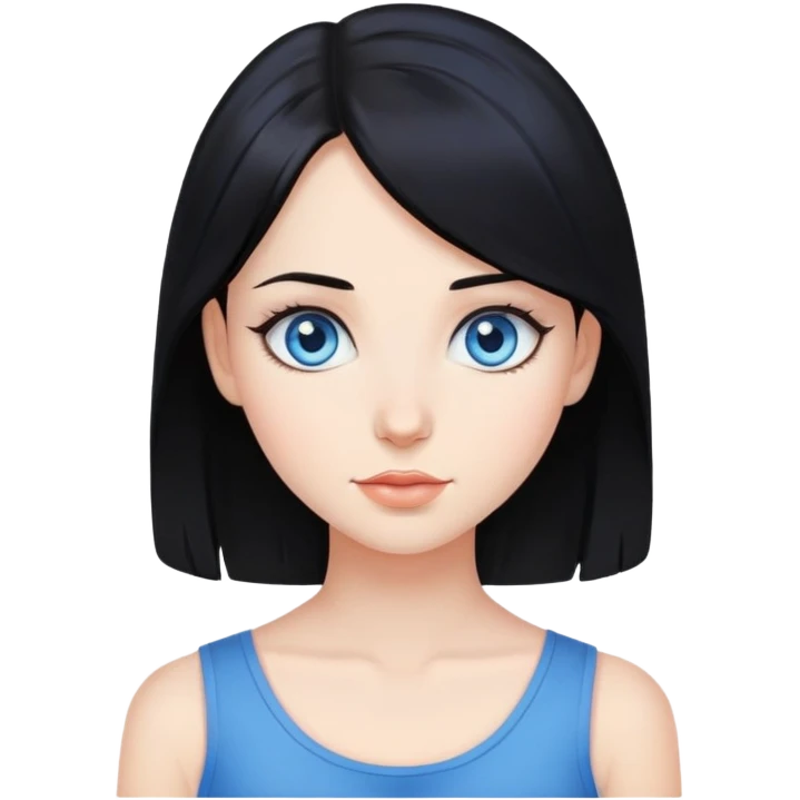 Beautiful girl, black hair, blue eyes emoji