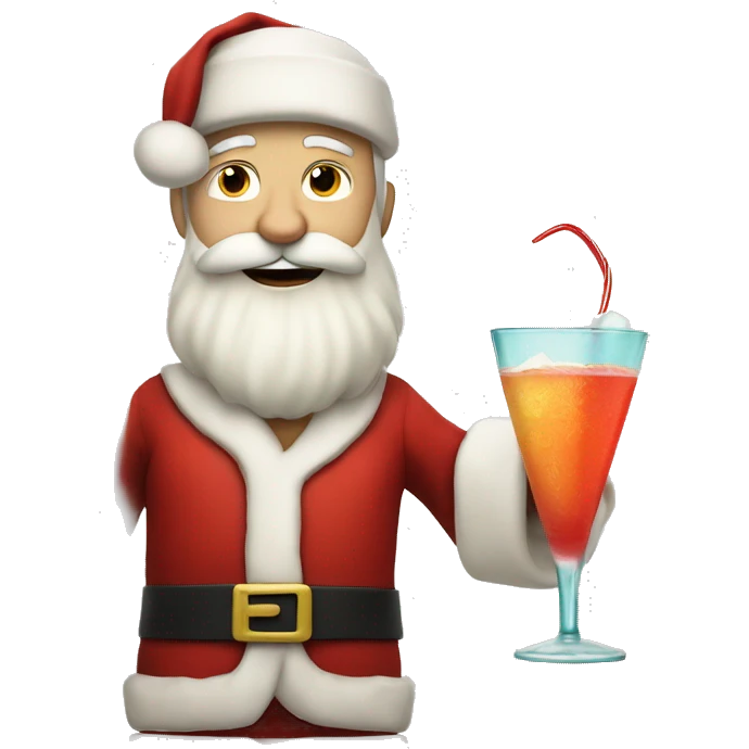 Caucasian Santa holding a cocktail  emoji
