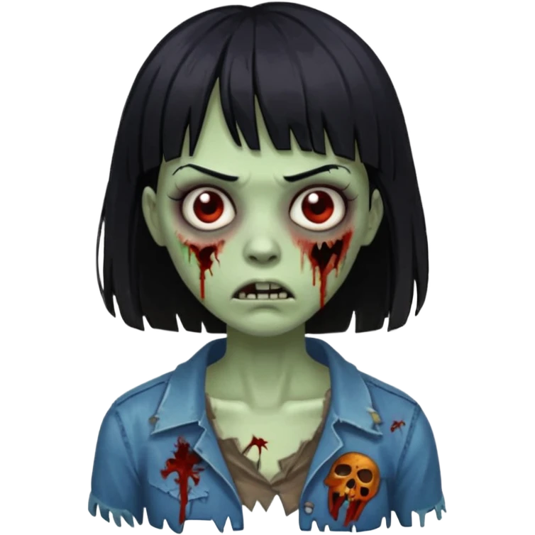 Zombie woman with black hair and bangs emoji