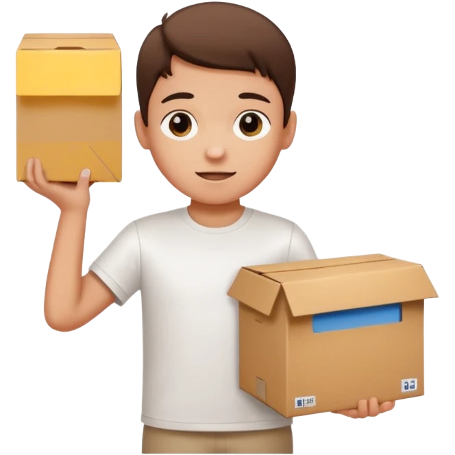 box carrier kid white tshirt emoji
