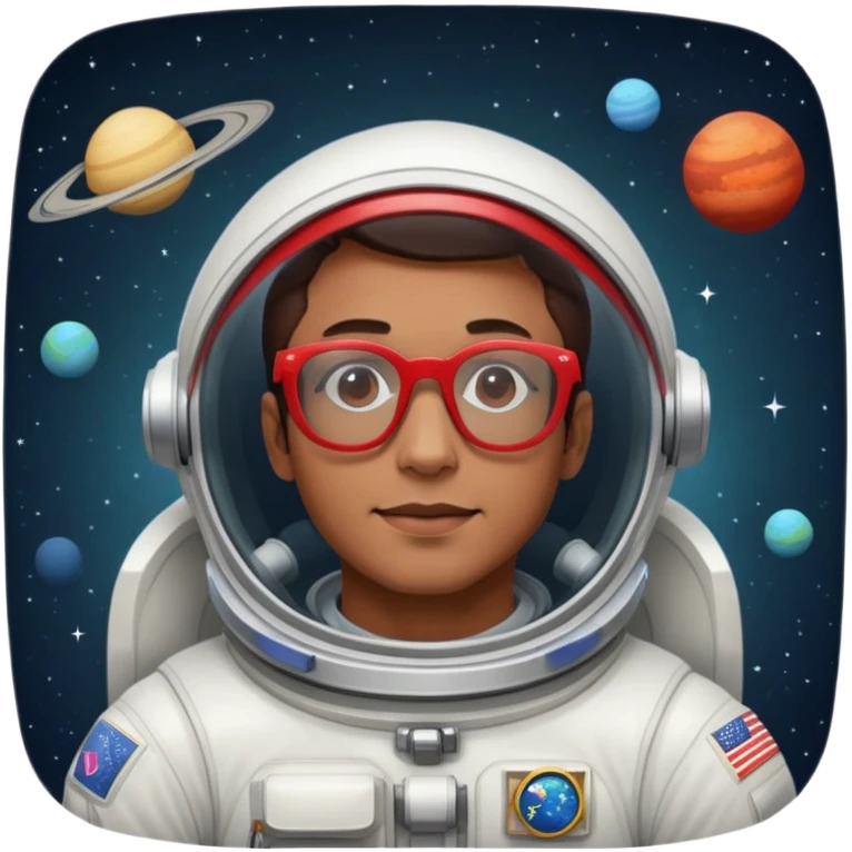 A man in red glasses, in space and without a spacesuit emoji