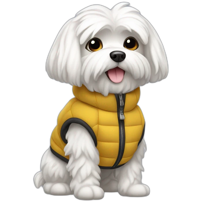 Maltese dog wearing a puffer jacket emoji