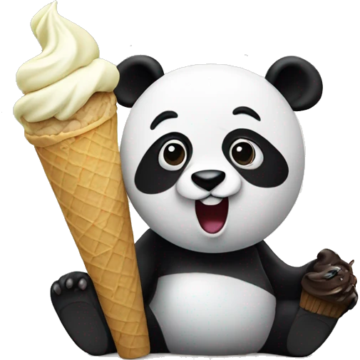Panda eating ice cream emoji