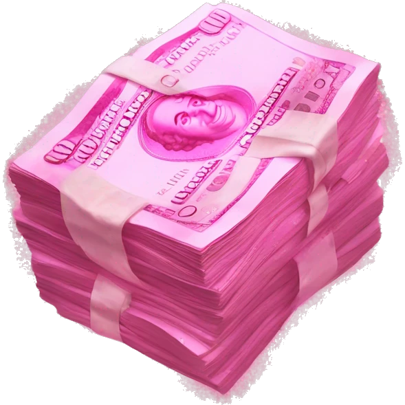 sparkly pink wad of cash emoji