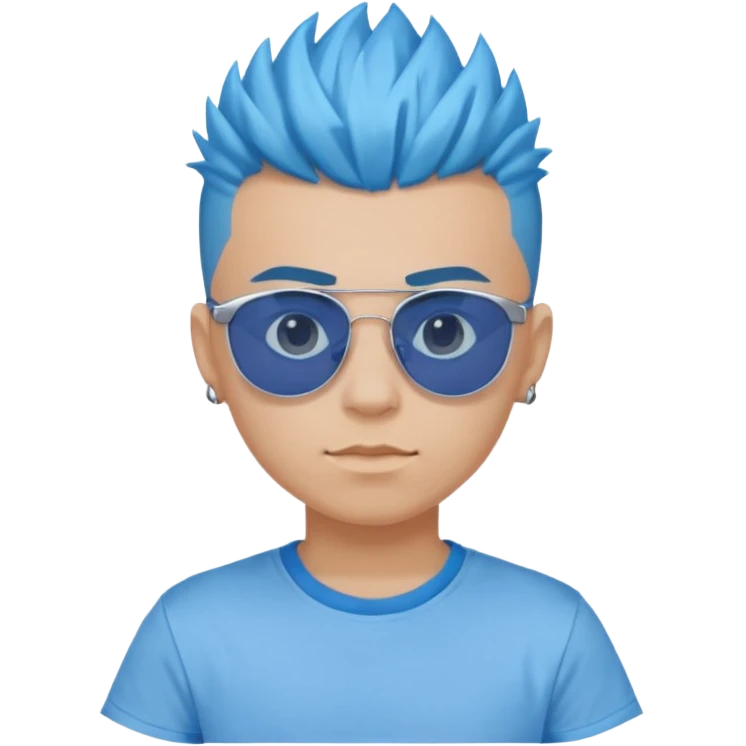 Blue Mohawk. Blue Eye. RoundSunglass. Teenage Boy. Light Blue Tshirt. Sleeve emoji