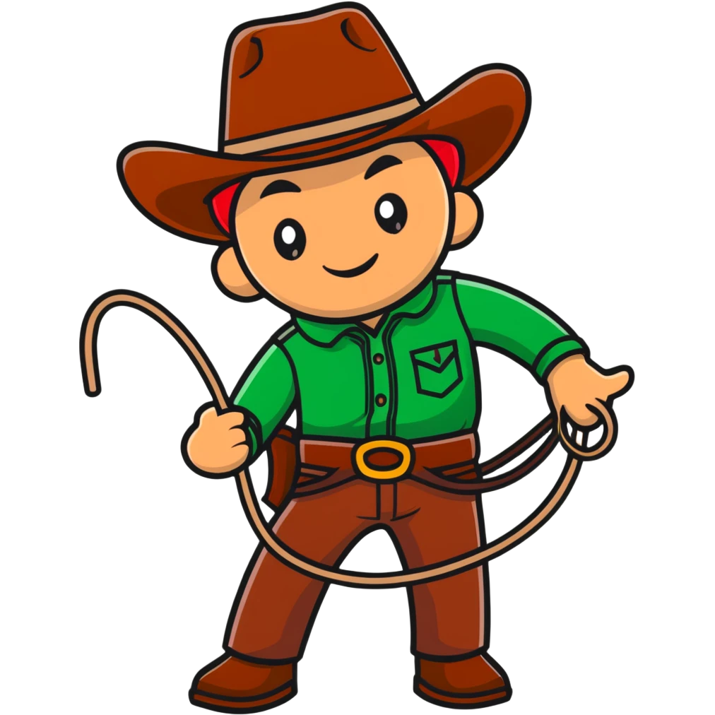 Cowboy wearing a green hat with a lasso emoji
