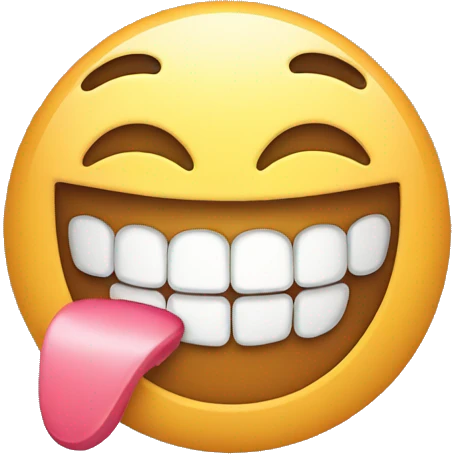 smiling emoji w tongue covering teeth emoji