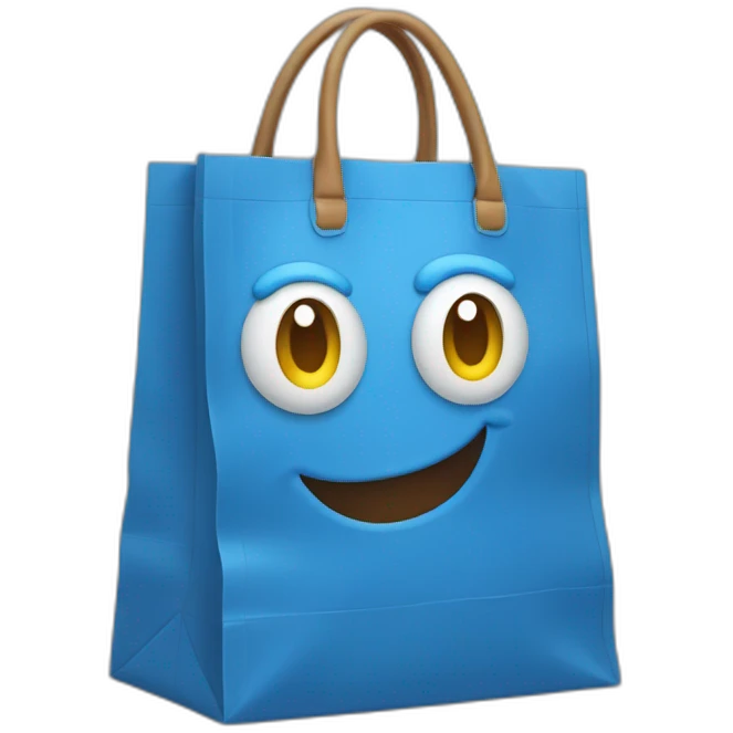 Blue shop bag happy with arms  emoji