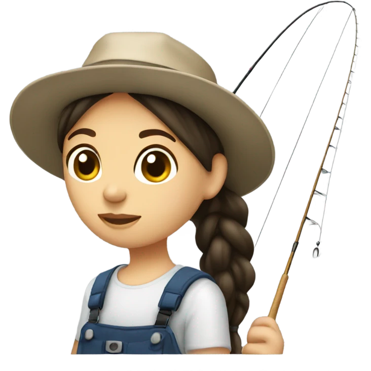 Dark brown ponytail white girl with hat fishing emoji