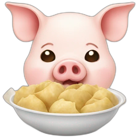 Pig eating dumplings emoji