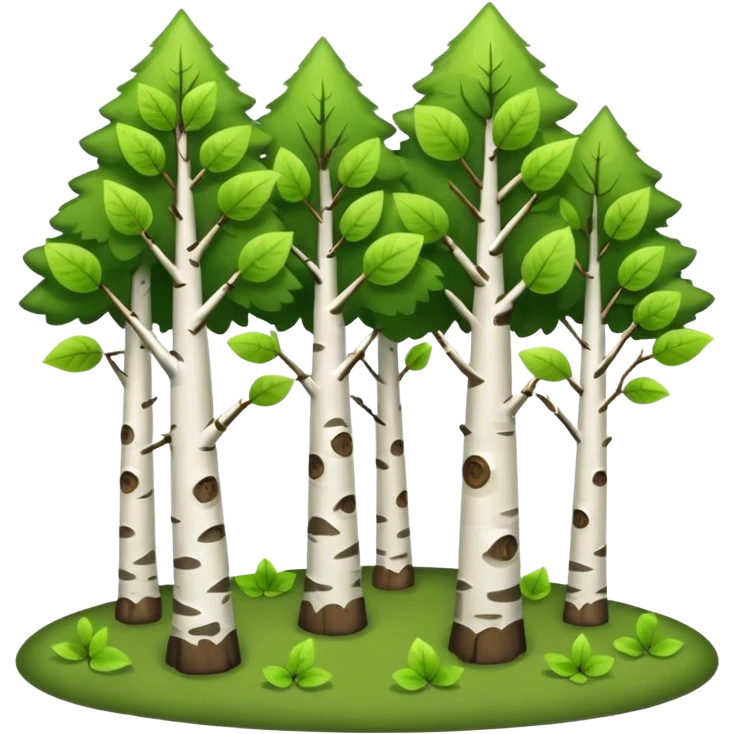 birch forest, small cute trees with a lot of leaves emoji