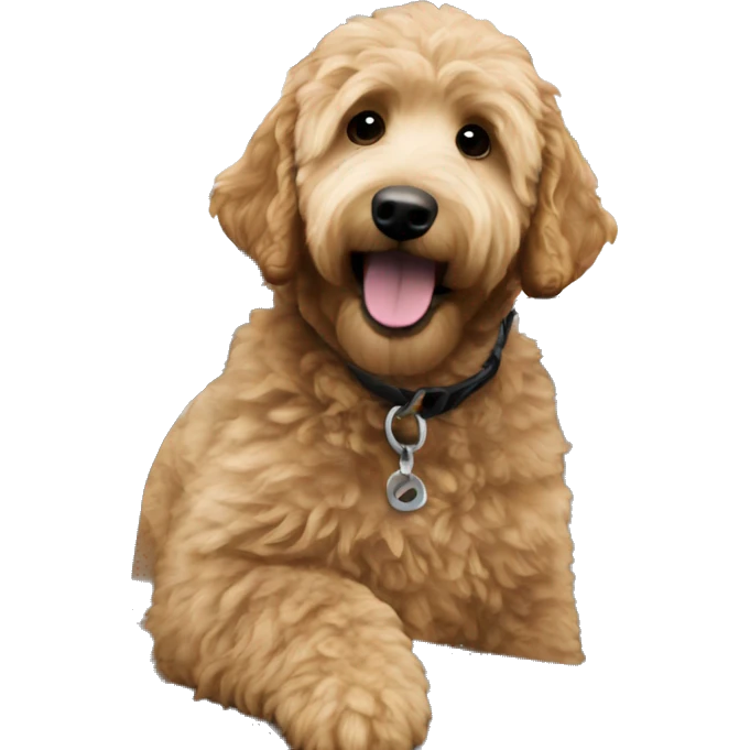 Golden doodle in a utv  emoji