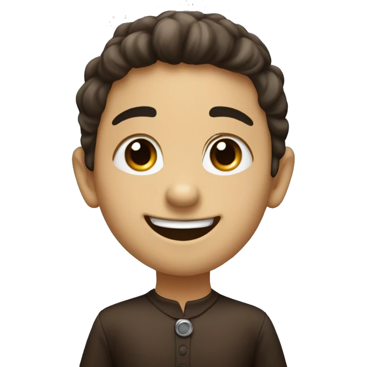 Happy sweet 6 year old dark brown staff with black nose emoji
