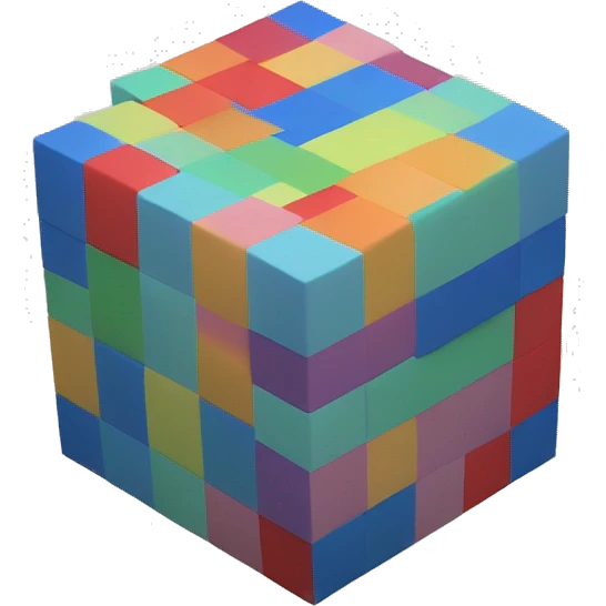 Create a large cube made up of multiple smaller cube blocks stacked together. emoji