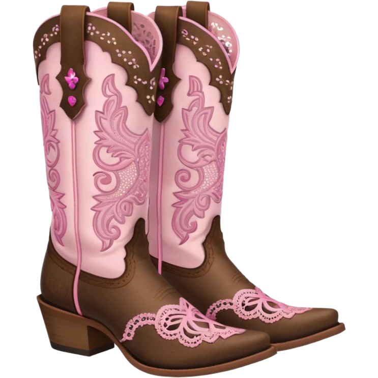 cowgirl boots cute a tiny bit of pink on it no teal lacy detailing emoji
