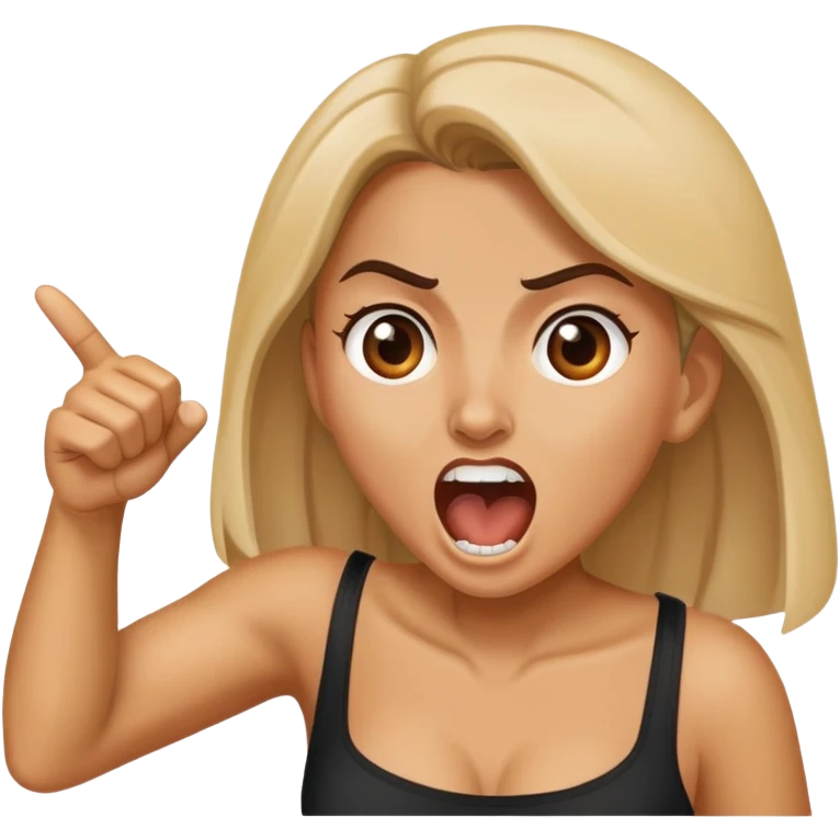 Mónica yelling and pointing emoji