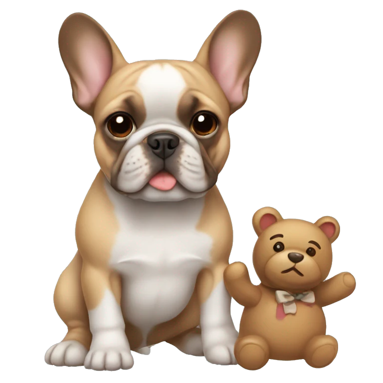 frenchie with a teddy bear emoji