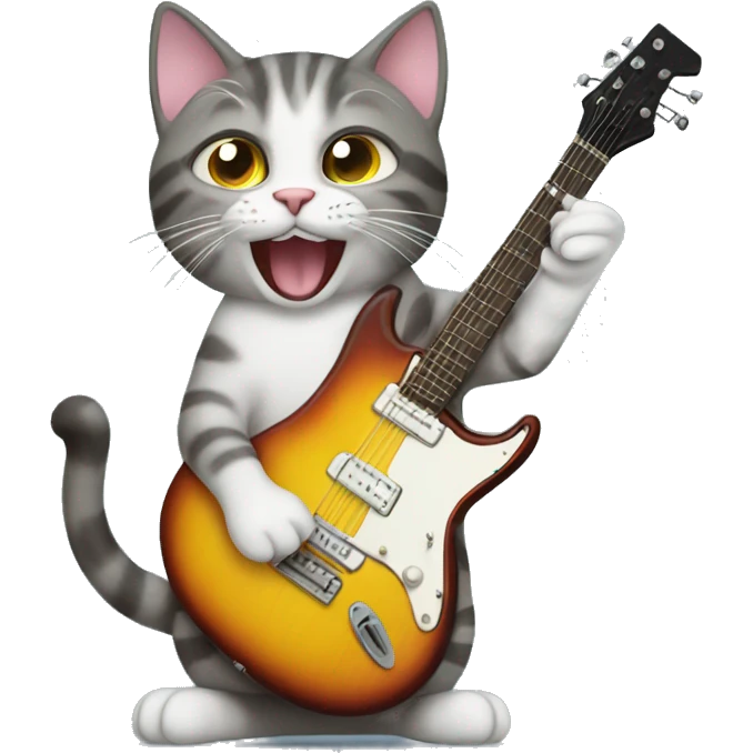 Cat rocking to music emoji