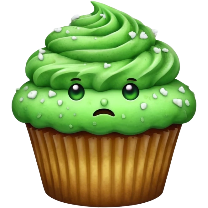 Cupcake with a disgusting look emoji