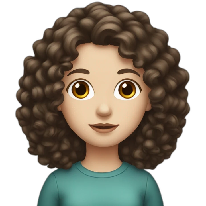 white girl with dark brown curly hair emoji