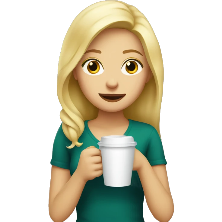 Blonde girl drinking take away coffee  emoji
