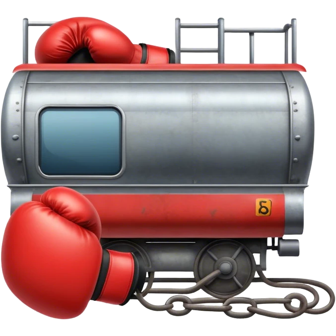 A train with boxing gloves emoji