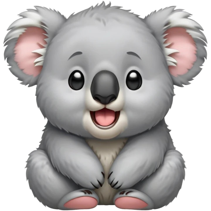 cinematic-cute-yawning-fluffy koala-portrait-emoji,-head-tilted-slightly-with-a-dramatic,-wide-open-yawn,-showcasing-a-soft,-downy-grey-fur-with-drooping-ears-and-round-eyes-barely-open-in-drowsy-contentment,-simplified-yet-irresistibly-adorable, realistic fluffy emoji