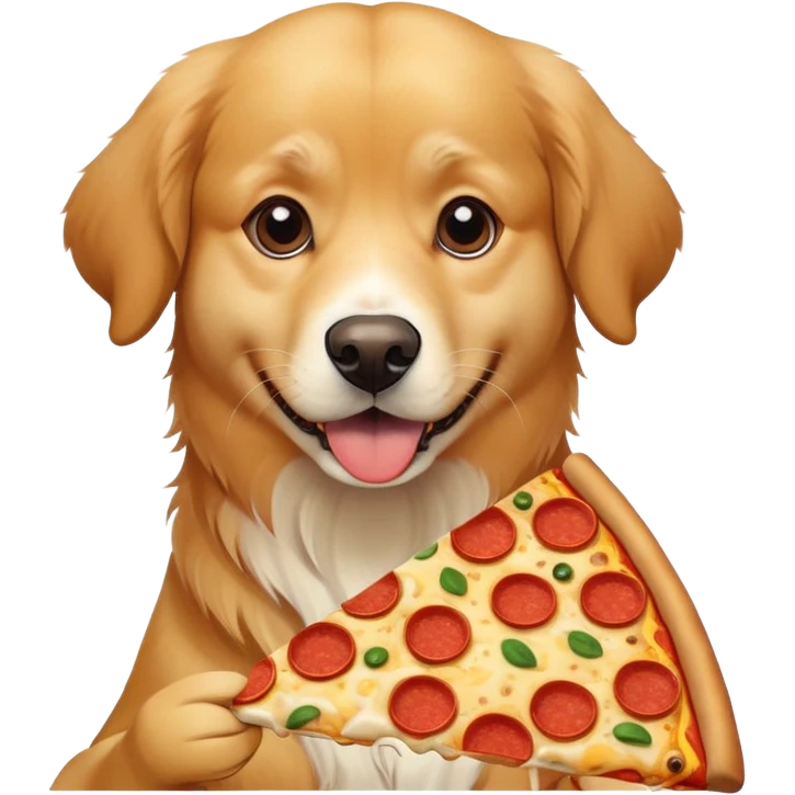 dog eating pizza with cheese stretch emoji