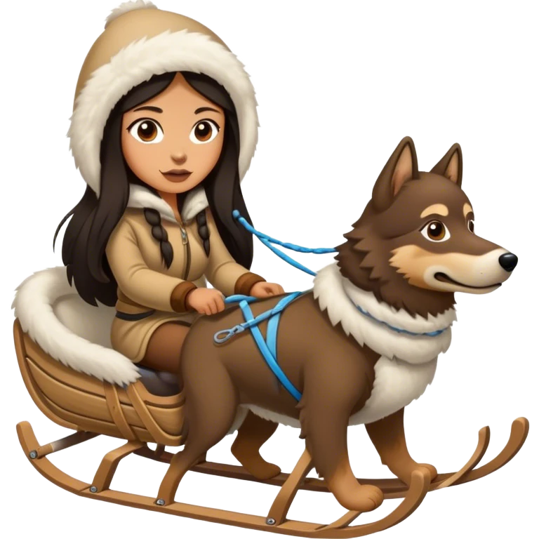 Girl w long hair Eskimo on dogsled emoji