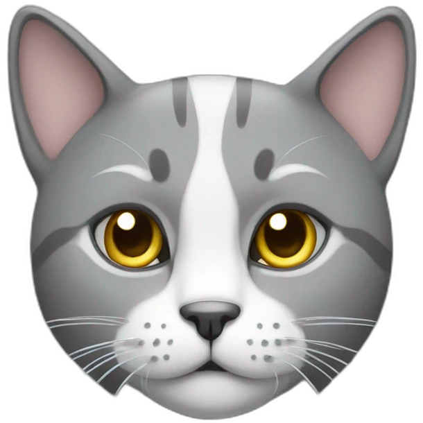 grey cat with a white muzzle hard worker emoji