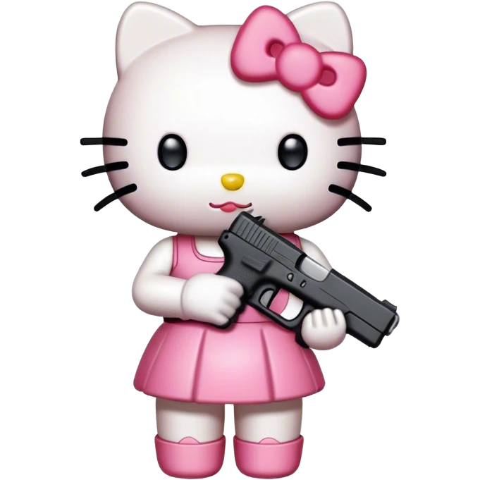 hello kitty holding a glock 19 emoji