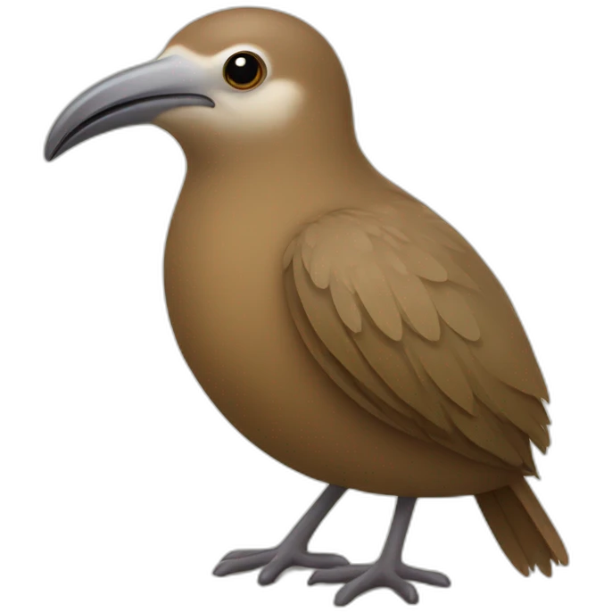 kiwi bird, cute little brown bird with a long thin beak and very small wings emoji