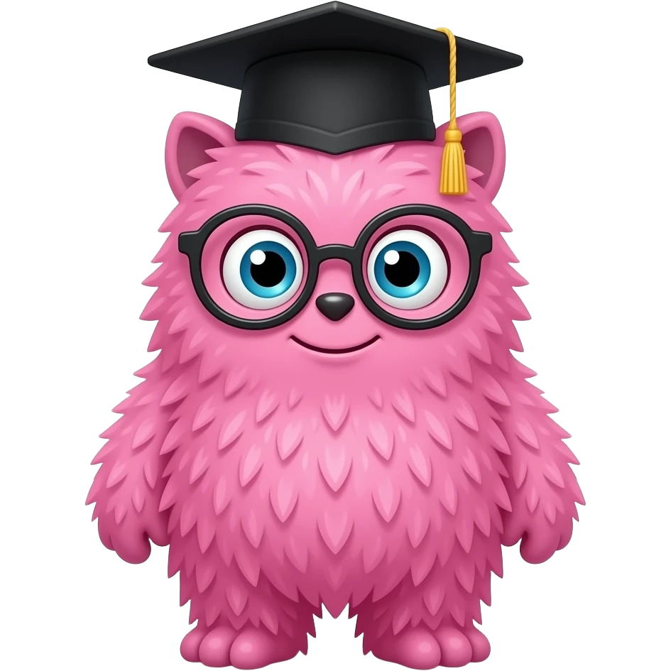 cute pink graduated monster with glasses emoji