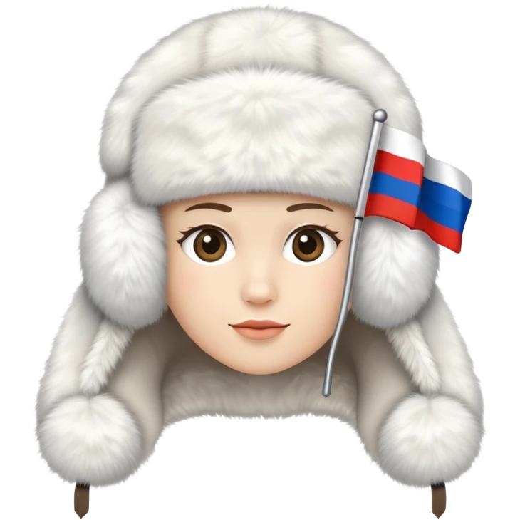 white ushanka hat with Russian flag, winter ear flap hat emoji