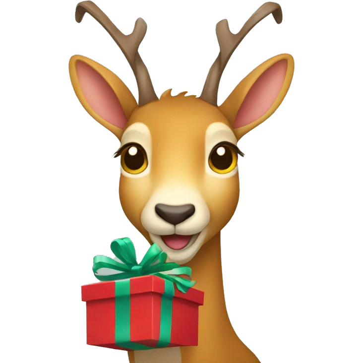 happy chamois holding gift emoji