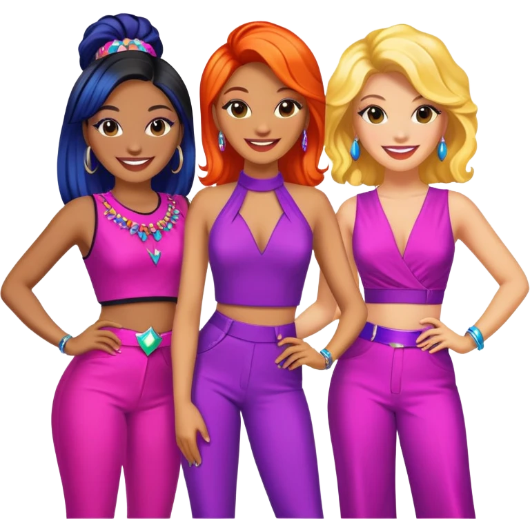 Group of five diverse women pop star  emoji
