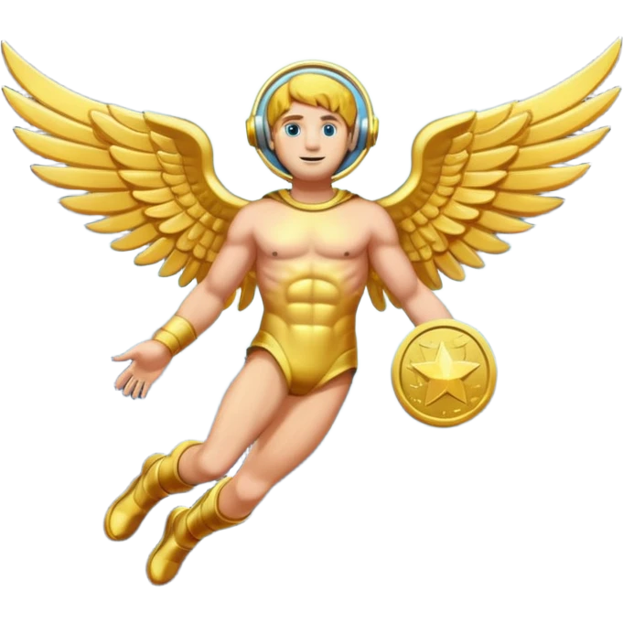 Icarus gold coin projected into space emoji