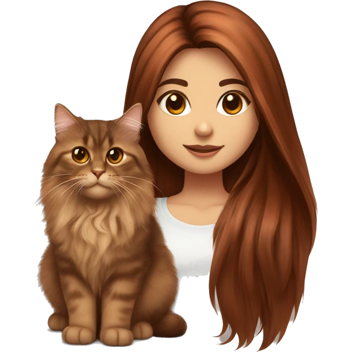 Copper red straight long haired dark brown eyed girl with tortie Siberian cat  emoji