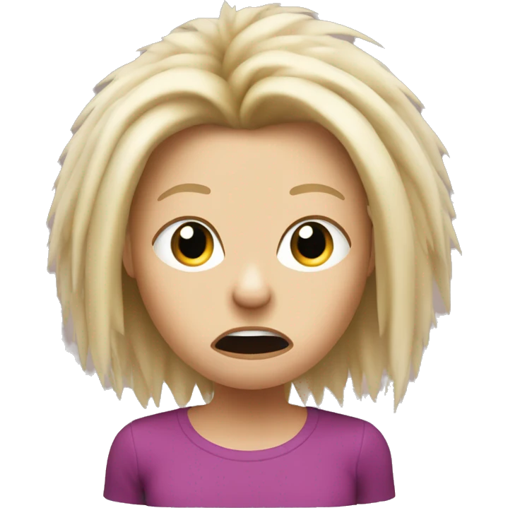 Porcupine woman looking shocked static blonde hair emoji