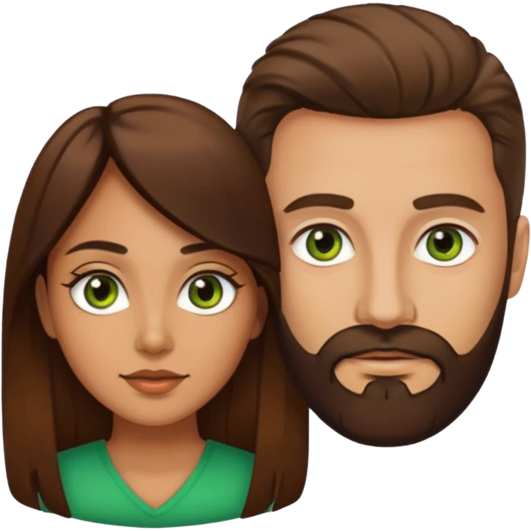 Naked Latina woman brown eyes with white man with brown beard and green eyes emoji