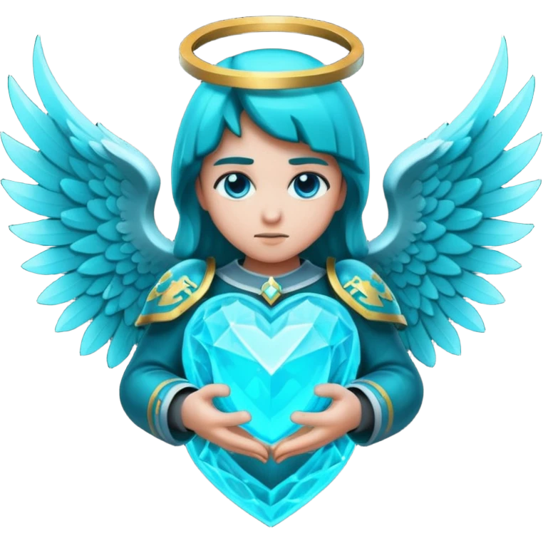 Dark Cyan angel heart with minecraft warden soul emoji